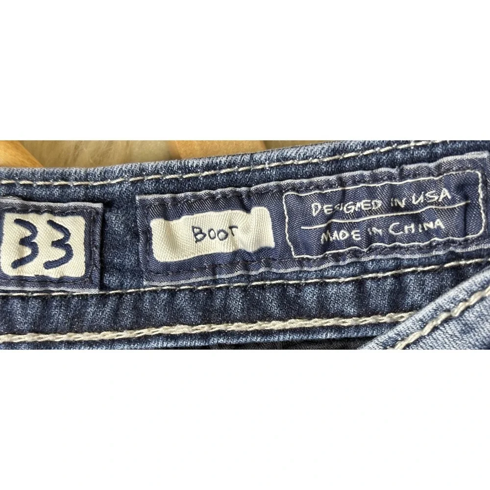 Miss Me Bootcut Jeans 33x33 Low Rise Embellished Pocket Y2K Womens Denim Chic